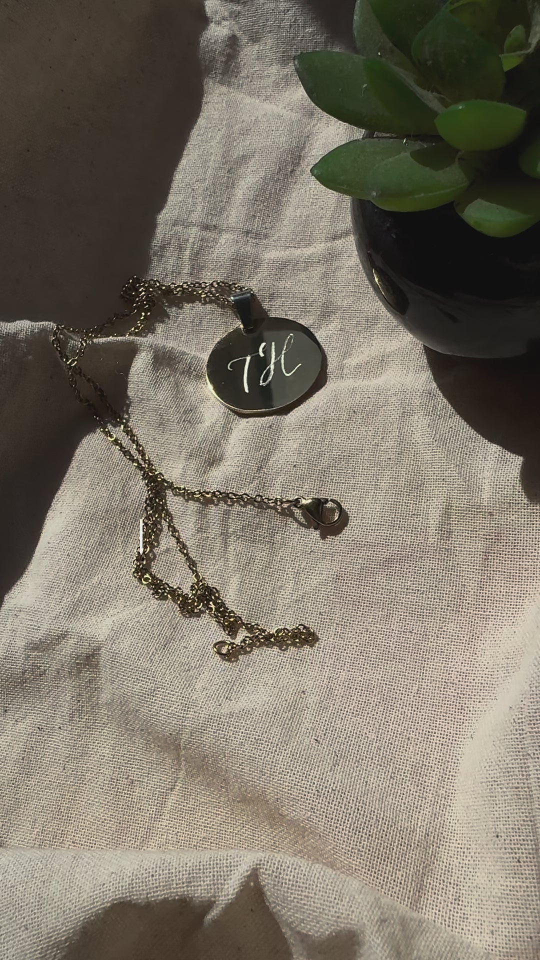 hand engraving initial on gold necklace pendant